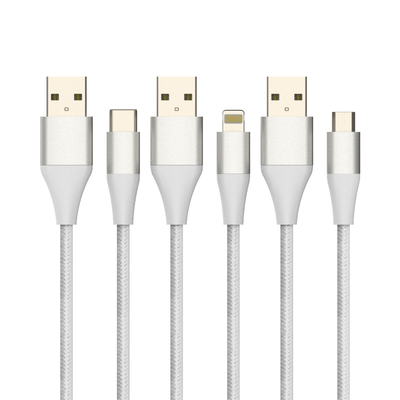 Almacenamiento de aluminio Nylon trenzado Lightning to USB 2.0 Cable para teléfono móvil